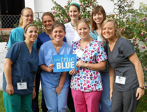 MTSU student nurses, the subject of the documentary “Medicine for Guatemala,” pose for a photo during their summer 2014 education-abroad experience. In the front row are, from left, Tara Ghodrat, Katie Mullen, Danielle Bowland and Brooke Bilbrey. In the back row are Hannah Owensby, Olivia Lovell, Sarah Wilkerson and Lauren Stamps. (photo submitted)
