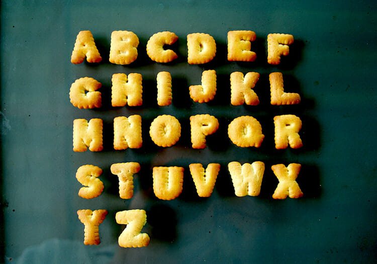 Alphabet crackers used to illustrate spelling conference story