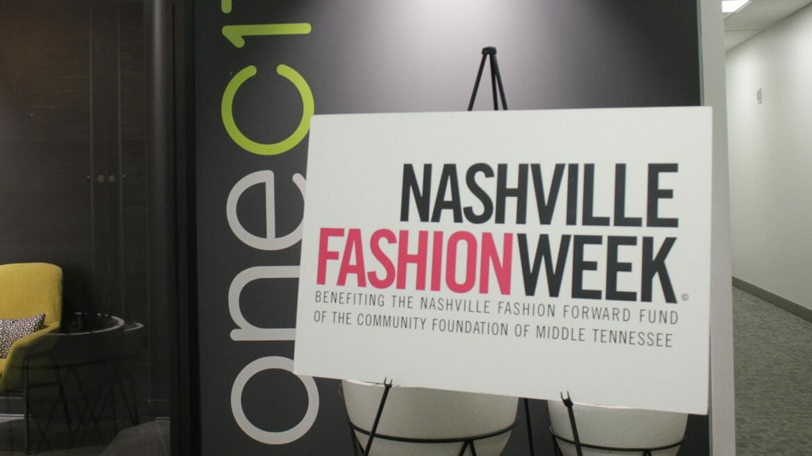 Nashville Fashion Week sign at event. Photo Wendy Anderson