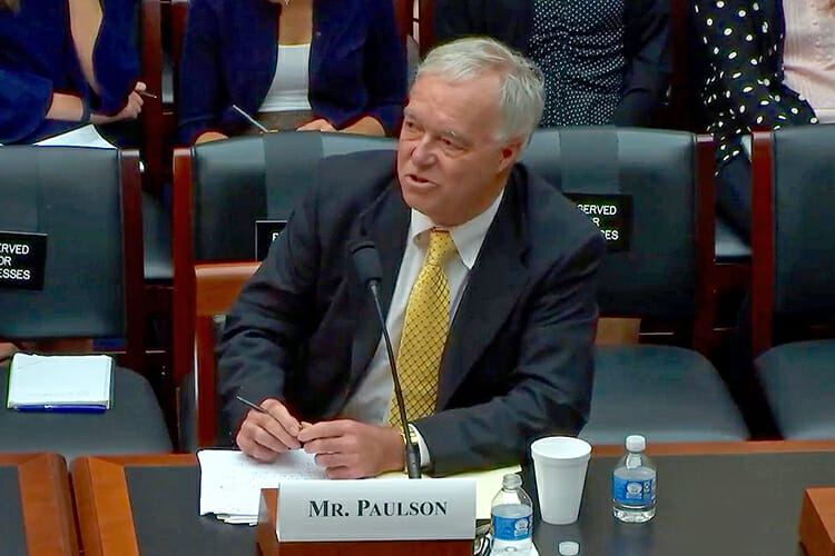 In this video screen capture, Dean Ken Paulson of MTSU’s College of Media and Entertainment testifies Wednesday, Sept. 26, before the Committee on Education and the Workforce of the U.S. House of Representatives in Washington, D.C.
