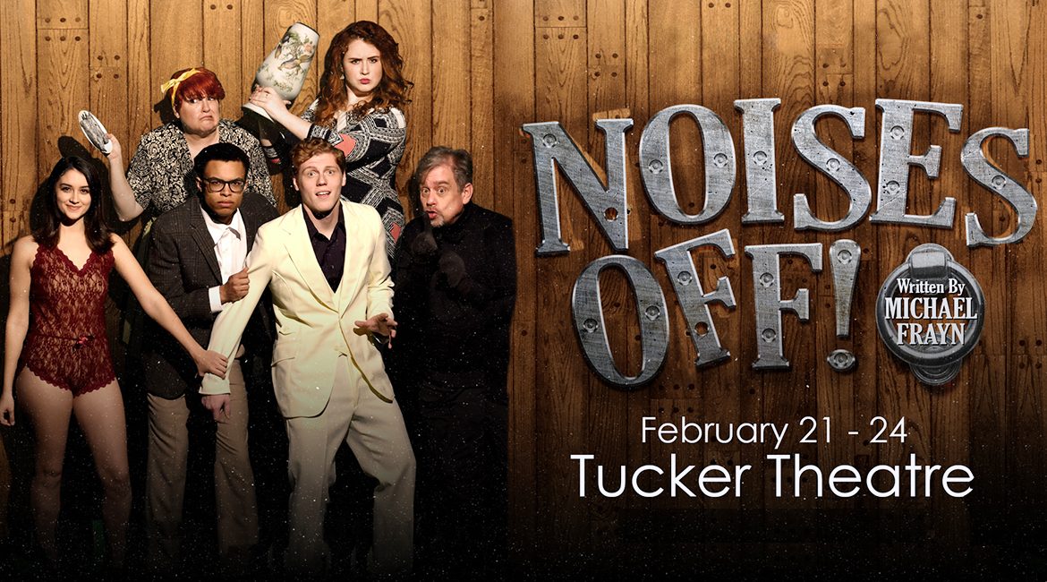 MTSU Theatre’s spring 2019 production of “Noises Off!” cast members are, from left on the front row, Alexa Pulley, Brandon Phillips, Nate Bumpus and Derek Whittaker; in the back row are Sandy Flavin and Sheridan Hitchcox. Not pictured are cast members Katlyn Marion and Aaron Gaines.