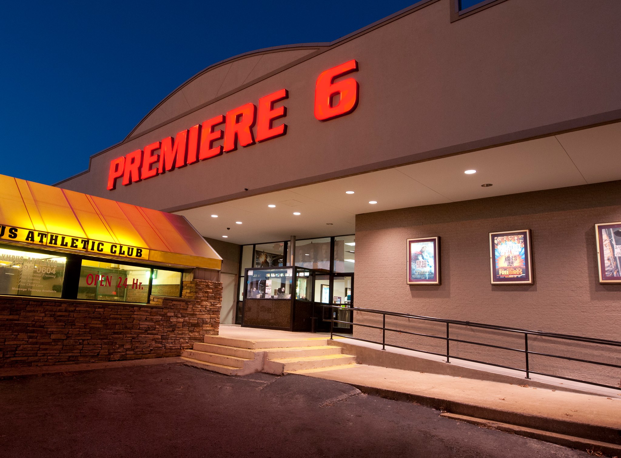 Premiere 6 movie theater at night