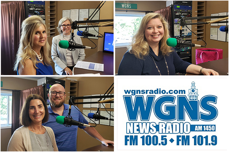MTSU faculty and staff appeared May 20 on the WGNS Radio “Action Line” program with host Bart Walker. Pictured are, bottom left from left, Dr. Deborah Lee, the new NHC Chair of Excellence in Nursing, and Dr. Brandon Grubbs, a professor in the Exercise Science Program; top left from left, Cynthia Chafin, associate director for Community Programs for the MTSU Center for MTSU’s Center for Health and Human Services, and Linda D. Williams, CHHS grant coordinator for the Mental Health First Aid project on campus; and top right, Rhonda King, assistant director of in the Office of Alumni Relations. (MTSU photo illustration by Jimmy Hart)