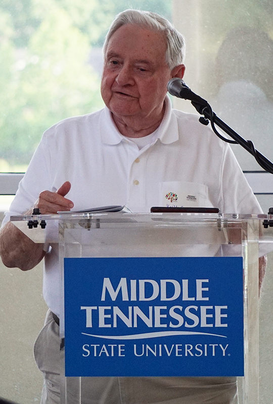 Professor Emeritus Keith Carlson, founder of the Professional Counseling Program at MTSU, speaks at the 50th Anniversary celebration held Saturday, June 15, at the Miller Education Center on Bell Street. (Submitted photo)