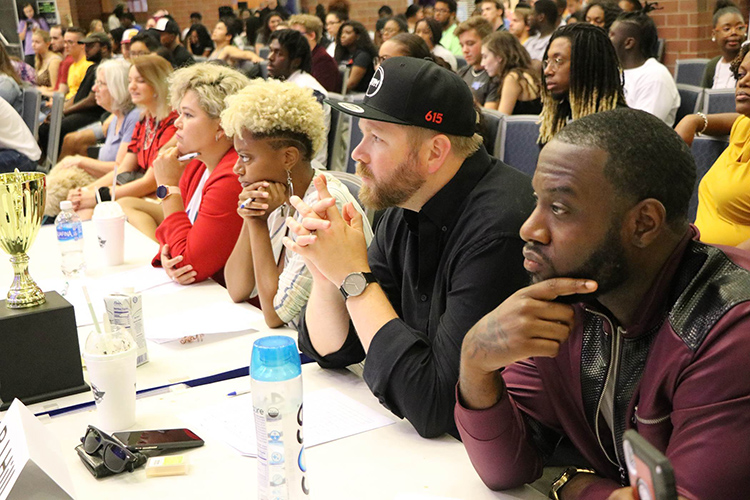 Judges for the 2019 Rep Your Roots talent showcase watch a performance at this year’s event held Friday, Sept. 20, in the Student Union atrium. (Submitted photo)