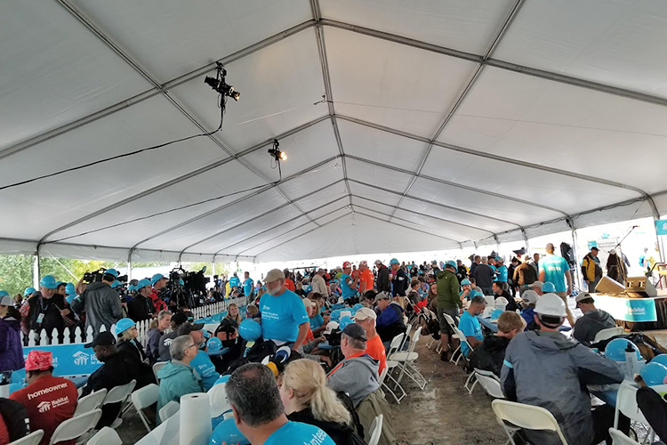 Hundreds of volunteers gathered Oct. 7 at the site of the Carter Work Project 2019 Habitat for Humanity build in Nashville, Tenn. (Submitted photo)