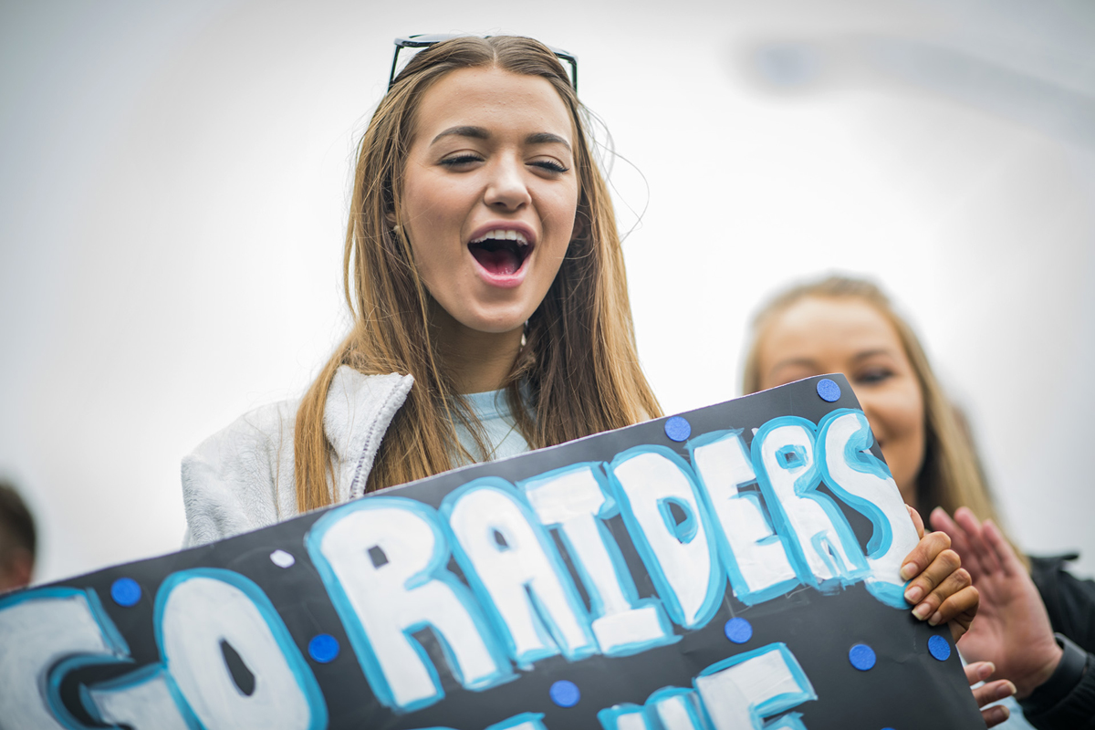 Greek organizations cheer while they walk in the 2018 parade. Students and alumni are preparing for MTSU Homecoming activities, with Homecoming Day Saturday, Oct. 26, with events all across campus. (MTSU file photo by Kimi Conro)