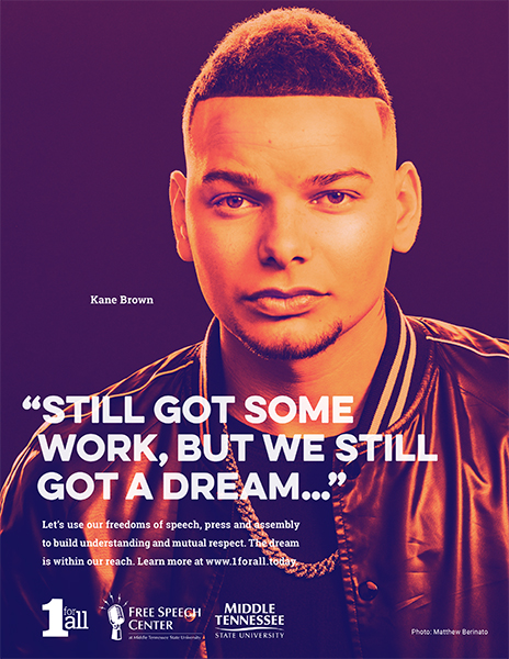 Kane Brown 1 For All campaign ad
