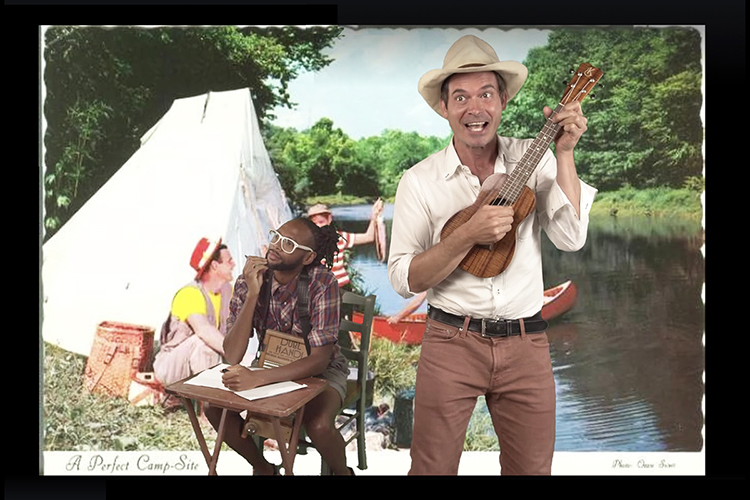 This highlights video from the “Hartland Hootenanny” webcast, created by Old Crow Medicine Show’s Ketch Secor, features Secor, at right, performing the novelty song "Hello Muddah, Hello Faddah (A Letter from Camp)" as bandmate Jerry Pentecost pretends to be the young camper writing home to his parents. MTSU’s WMOT-FM Roots Radio 89.5 is adding the weekly variety show to its Saturday night lineup beginning Aug. 8 as a radio broadcast. (Image courtesy of Old Crow Medicine Show)