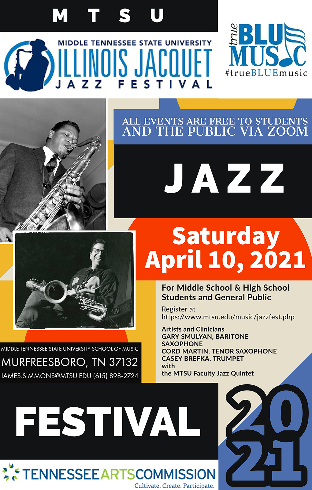 MTSU 2021 Illinois Jacquet Jazz Festival poster