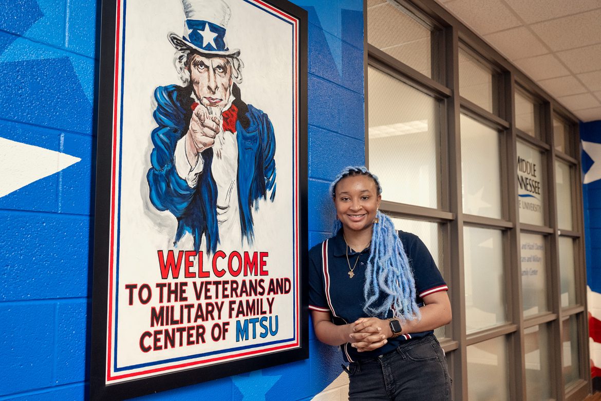 Keyann Reaves, 2018 alumna, Clinical Trial Research Assistant, Vanderbilt University Medical Center, General’s Fund Recipient in and around the Charlie and Hazel Daniels Veterans and Military Family Center.