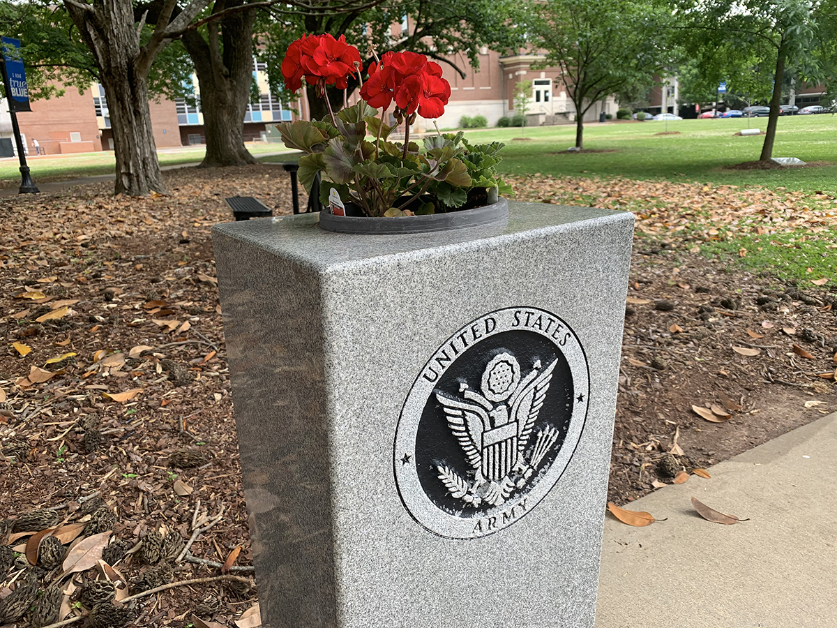 MTSU will be closed Monday, May 31, in honor of Memorial Day, a national holiday recognizing those who have fallen in the line of duty for U.S. Armed Forces. The U.S. Army memorial marker is part of the MTSU Veterans Memorial site outside the Tom H. Jackson Building on campus. (MTSU photo by Randy Weiler)