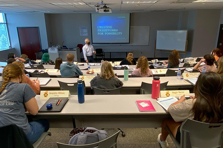 MTSU Institute of Leadership Excellence instructor David A. Foote, associate dean in the Jones College of Business, teaches students in the 2021 institute, which was held May 17-21, inside the Business and Aerospace Building. (Submitted photo)
