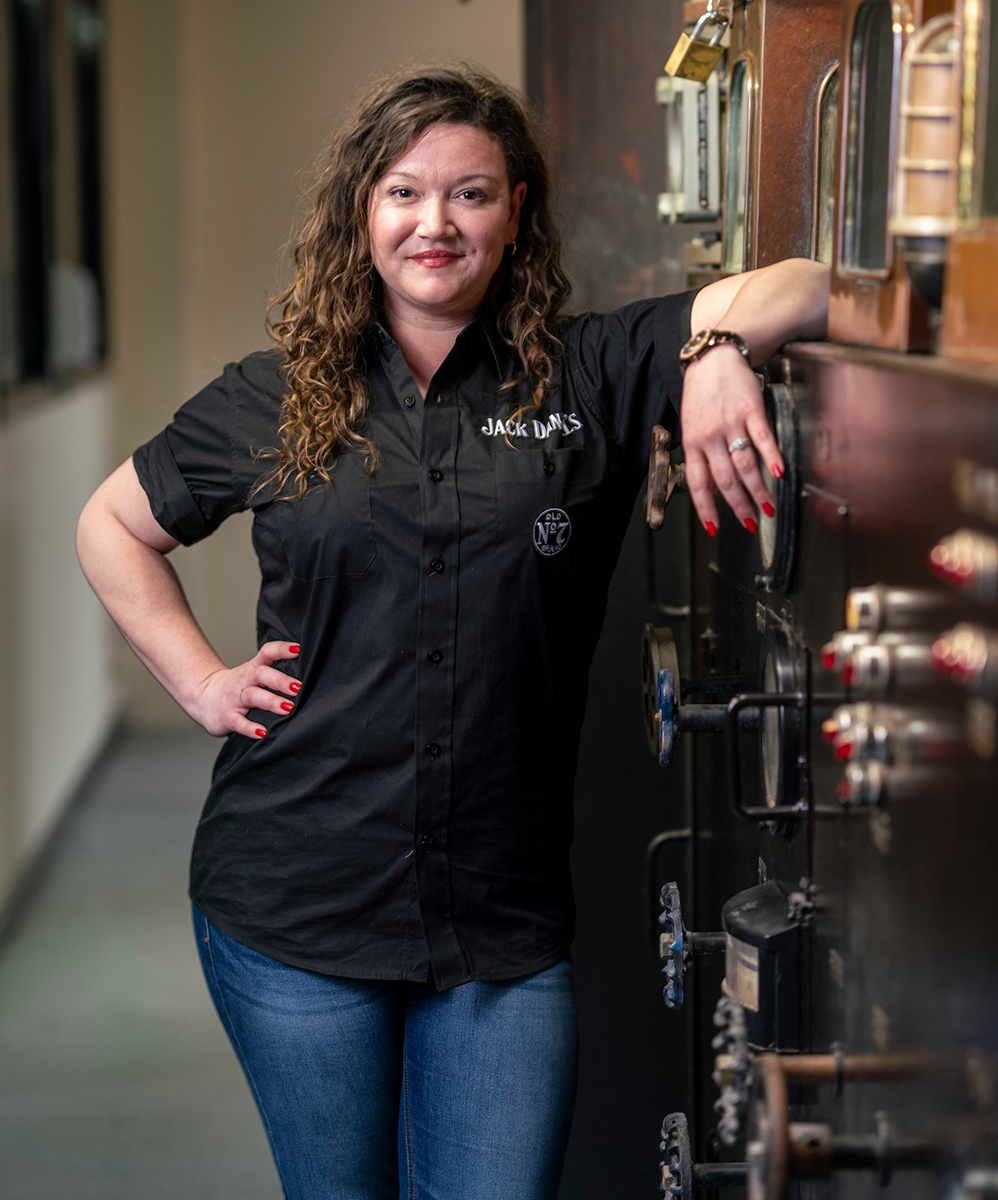 MTSU alumna Lexie Phillips carries on a long family tradition of working at the Jack Daniel Distillery. This spring, the 2011 MTSU graduate was promoted to assistant distiller, the first time a female has been named to this position. Shown in the Stillhouse in Lynchburg, Tenn., Phillips works alongside Chris Fletcher, supporting the overall quality and innovation of Jack Daniel’s and serving as brand ambassador. (Submitted by Jack Daniel Distillery)