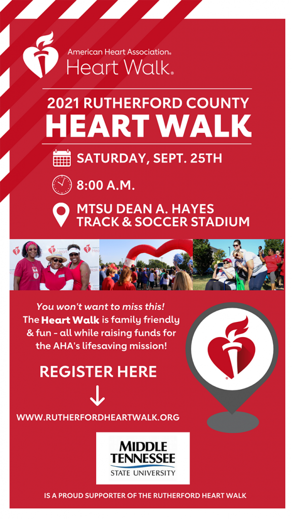 Led by MTSU’s Huber, Rutherford Heart Walk invites participants to