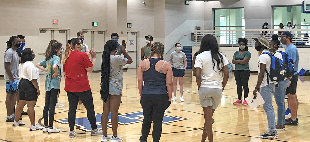Students participating in this year’s MTSU STAR Conference participate in a team-building exercise in a Campus Recreation Center gym in the Health, Wellness and Recreation Center. Nearly 160 freshmen learned how to better adapt socially and academically during the two-week program. (Submitted photo)