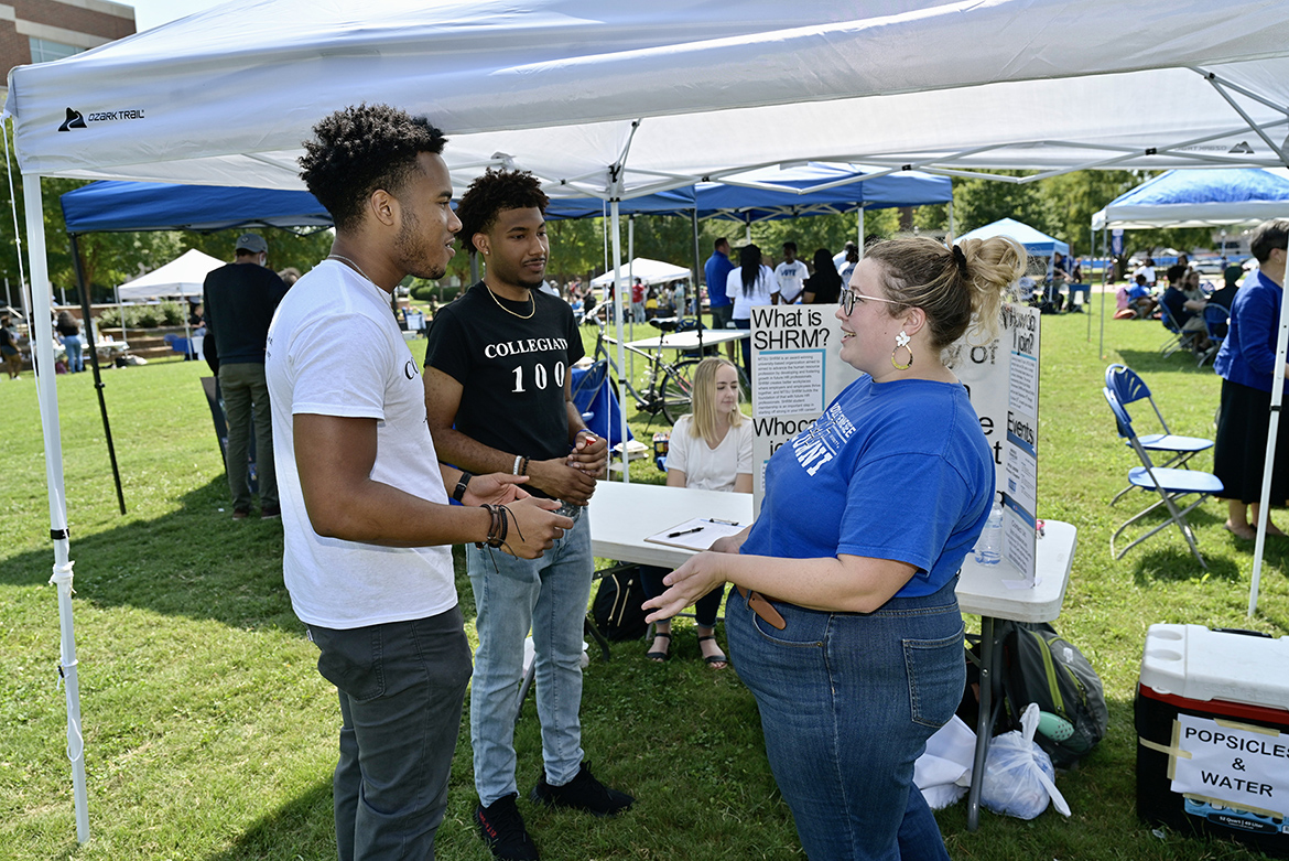 The Society of Human Resource Management student chapter was among the student groups participating in the Sept. 8, 2021, Student Organization Fair held on the Student Union Commons. (MTSU photo by Andy Heidt)