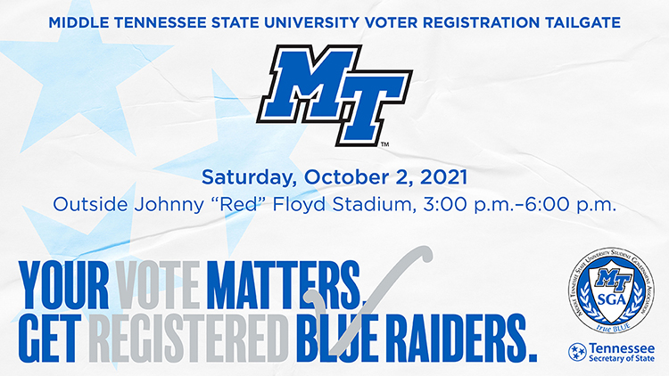MTSU Voter Registration Tailgate message (Image submitted)