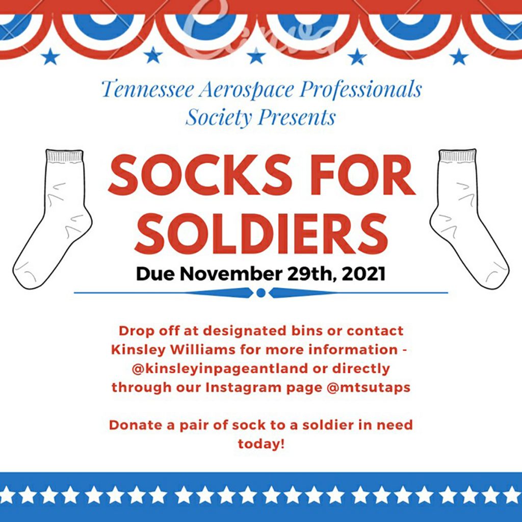 Socks for Soldiers Tennessee Aerospace Professionals Society graphic