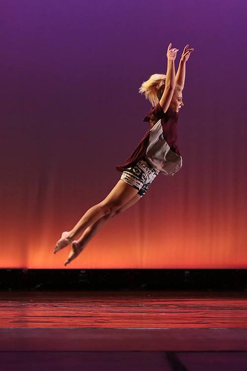 A student member of the MTSU Dance Theatre leaps on the Tucker Theatre stage in this file photo from a previous Fall Dance Concert. MTSU Dance will present its 2021 Fall Dance Concert Thursday-Saturday, Nov. 18-20, at 7:30 each night in Tucker Theatre on campus, and tickets are available at https://mtsu.edu/theatreanddance. (file photo by Martin O’Connor)