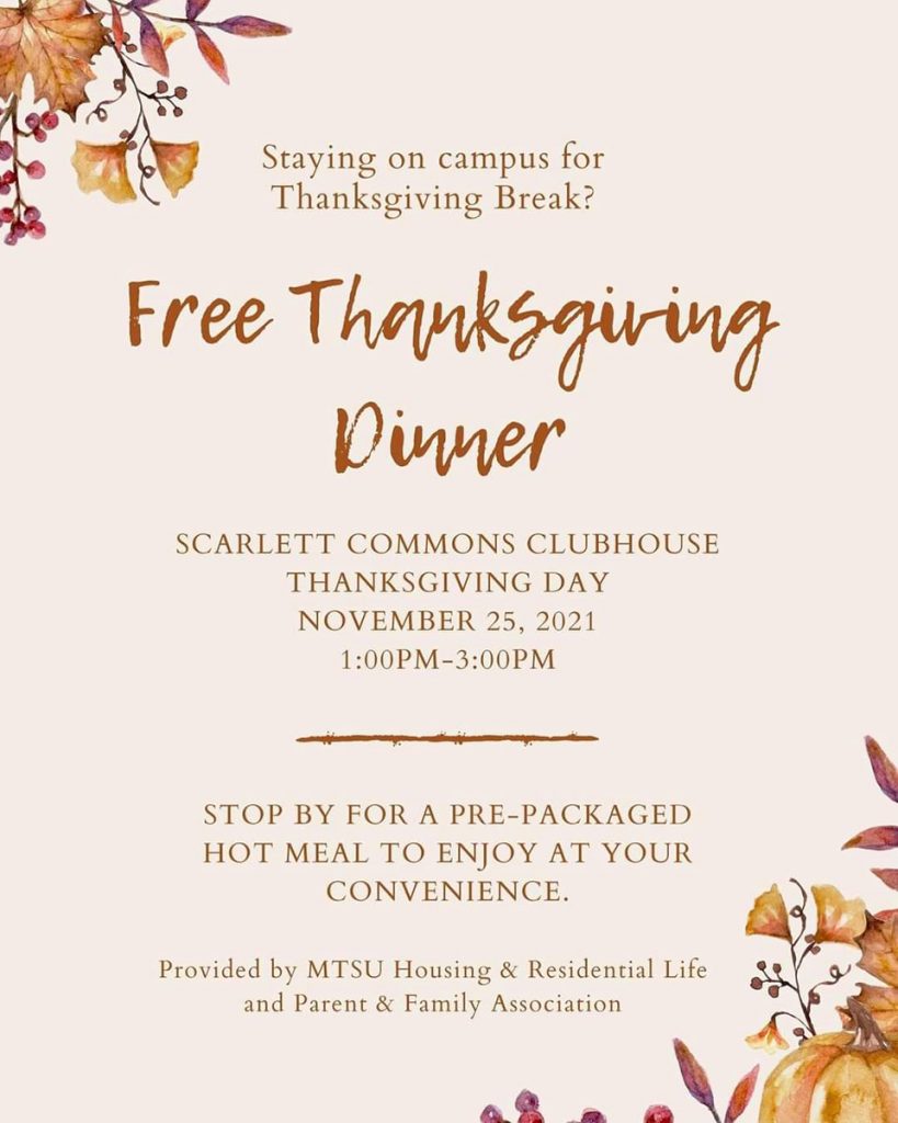 Free Thanksgiving Dinner flyer 