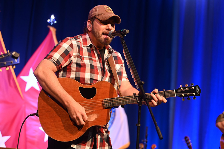 Country music singer and songwriter Rodney Atkins performs Tuesday, Nov. 2, at the fourth annual Veteran Impact Celebration held at the Student Union Ballroom on the Middle Tennessee State University campus. Proceeds from the event benefit MTSU’s Charlie and Hazel Daniels Veterans and Military Family Center. (MTSU photo by James Cessna)