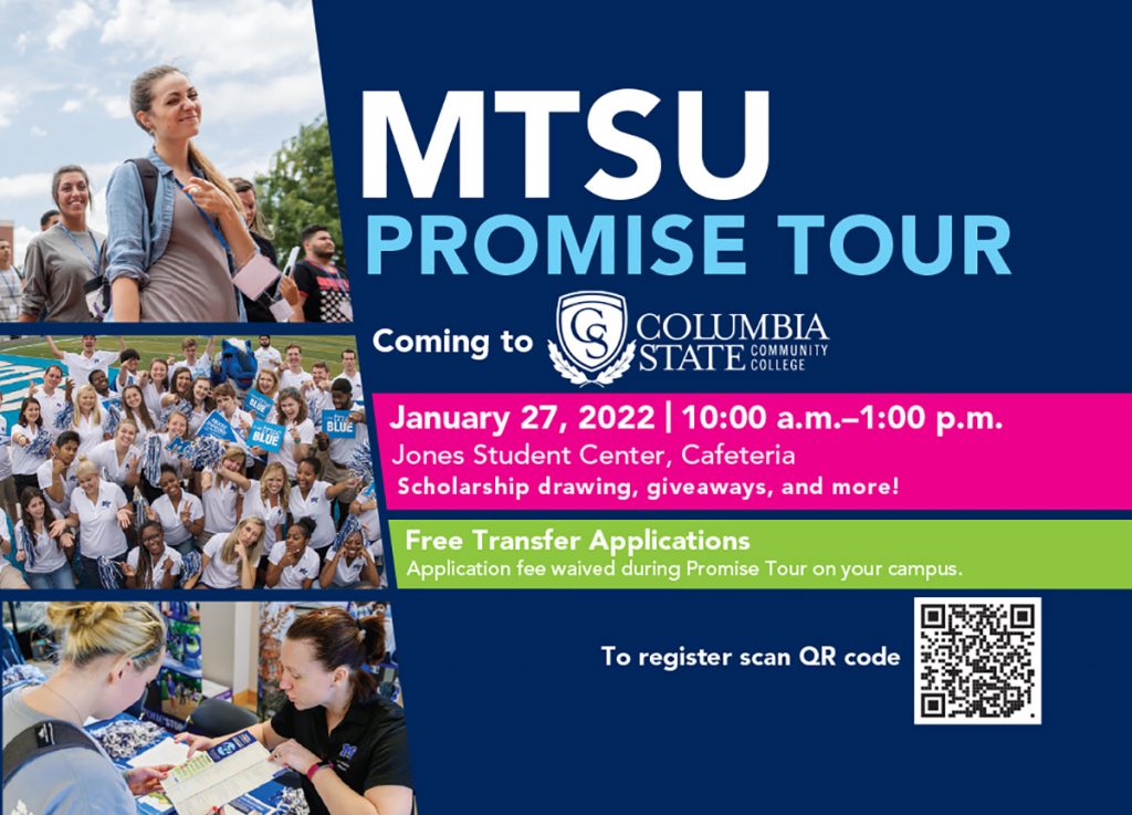 MTSU Promise Tour graphic for Columbia State Community College