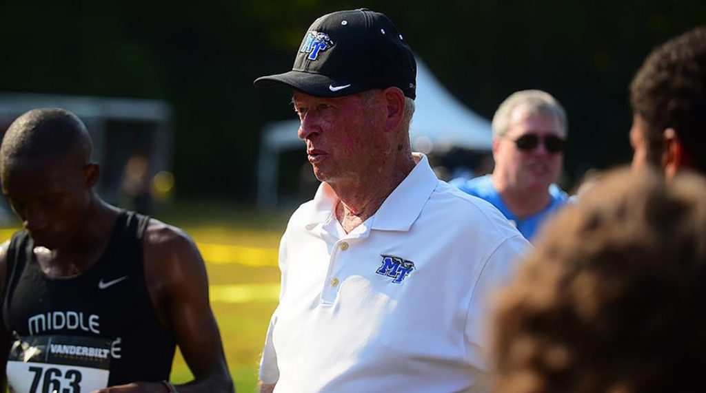 The passing of legendary MTSU track and field and cross-country coach Dean Hayes Friday, Jan. 7, in Murfreesboro, ends a 57-year legacy of coaching and teaching Blue Raider athletes. (File photo courtesy of goblueraiders.com)
