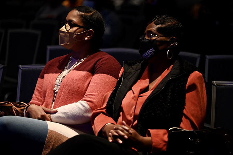 Members of the audience listen as Dr. Jacqueline “Jackie” Walters gives her Feb. 28 Black History Month and National Women’s History Month keynote address in the Student Union Ballroom at MTSU. (MTSU photo by James Cessna)