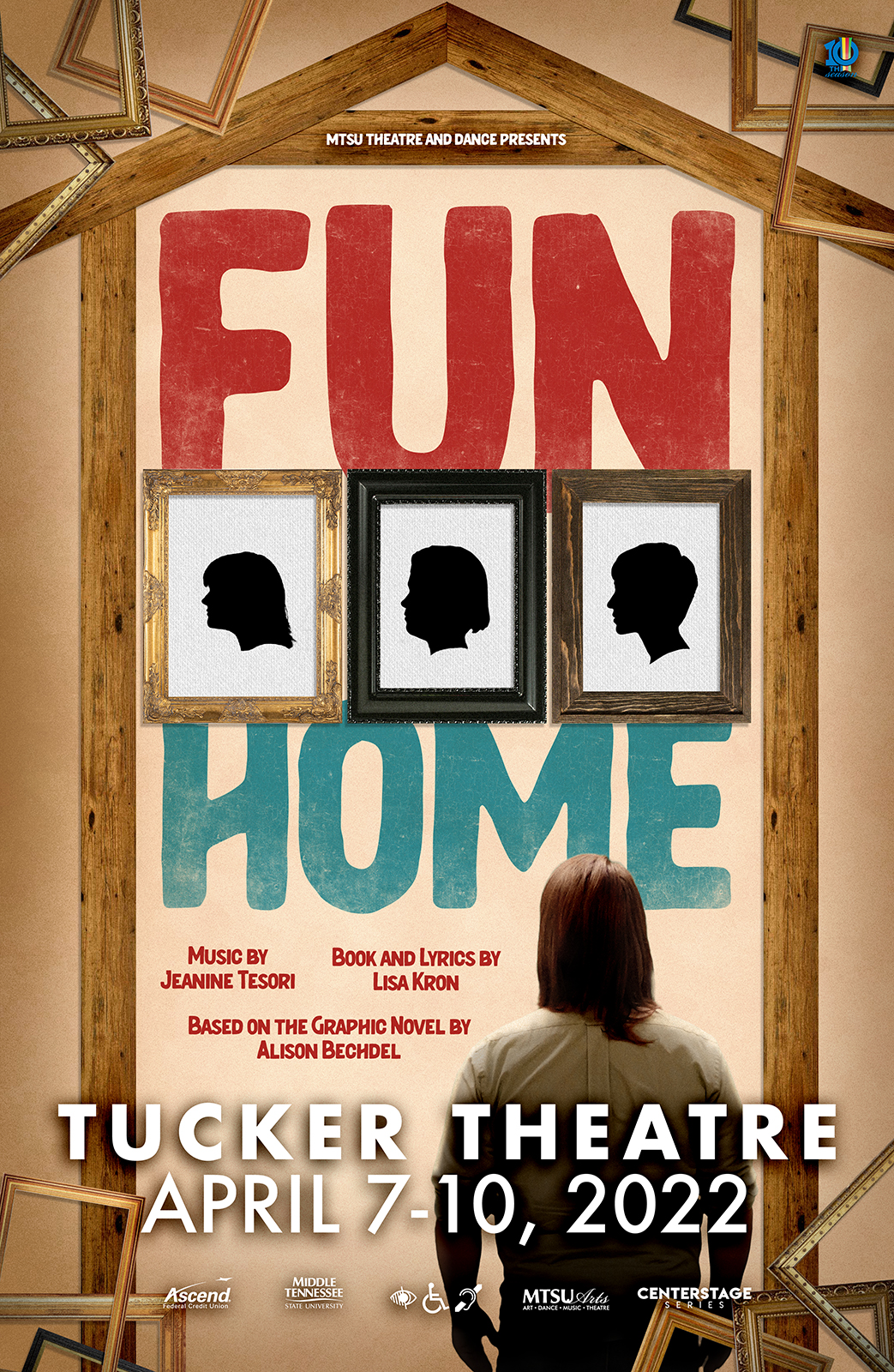 poster for MTSU Theatre production of the Tony Award-winning musical "Fun Home" April 7-10, 2022