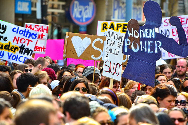 The first Slut Walk held in Toronto, Ontario, in April 2011. (Photo by Anton Bielousov via wikimedia.org)