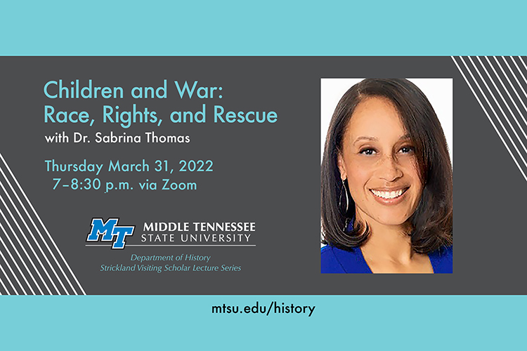 promotional graphic for MTSU Strickland Visiting Scholar Lecture with text reading 
