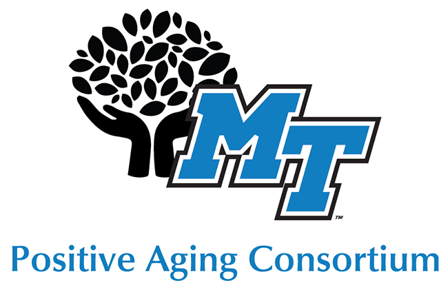 The MTSU Positive Aging Consortium was established in April 2019 and brings together faculty from numerous programs, departments, and colleges who have expertise and research interests in the area of aging and older adults.  Community partners were added to the Consortium membership in 2020.  The Consortium provides opportunities for partnership and collaborative research, education and service in support of positive aging. The purpose of the Positive Aging Consortium is to bring together participants from MTSU, community partners, and individuals who provide services to aging and older adults to focus on framing aging from a place of positivity rather than decline.
