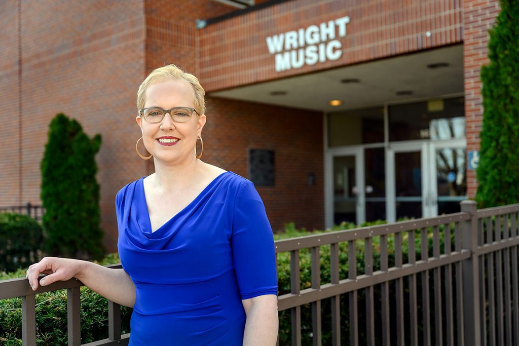 Christine Whelchel, Middle Tennessee State University graduate music student, became a “Jeopardy!” champion and returned to school with MTSU’s Master of Music piano program all in the last year amid a diagnosis of and treatment for breast cancer. (MTSU photo by J Intintoli)