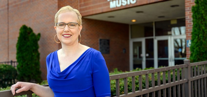 Christine Whelchel, Middle Tennessee State University graduate music student, became a “Jeopardy!” champion and returned to school with MTSU’s Master of Music piano program all in the last year amid a diagnosis of and treatment for breast cancer. (MTSU photo by J Intintoli)