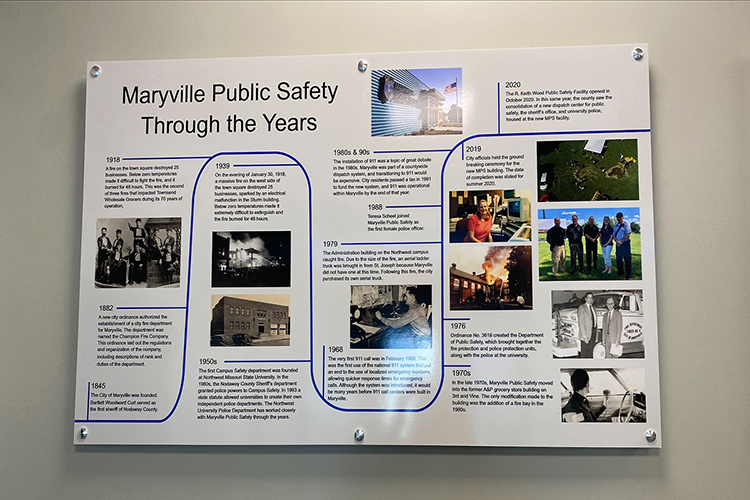 This panel is part of a permanent display in the R. Keith Wood Public Safety Facility in Maryville, Mo. The historical display was created by Emily Tillman Hougland before she transferred to MTSU, where she is pursuing a master's degree in public history.