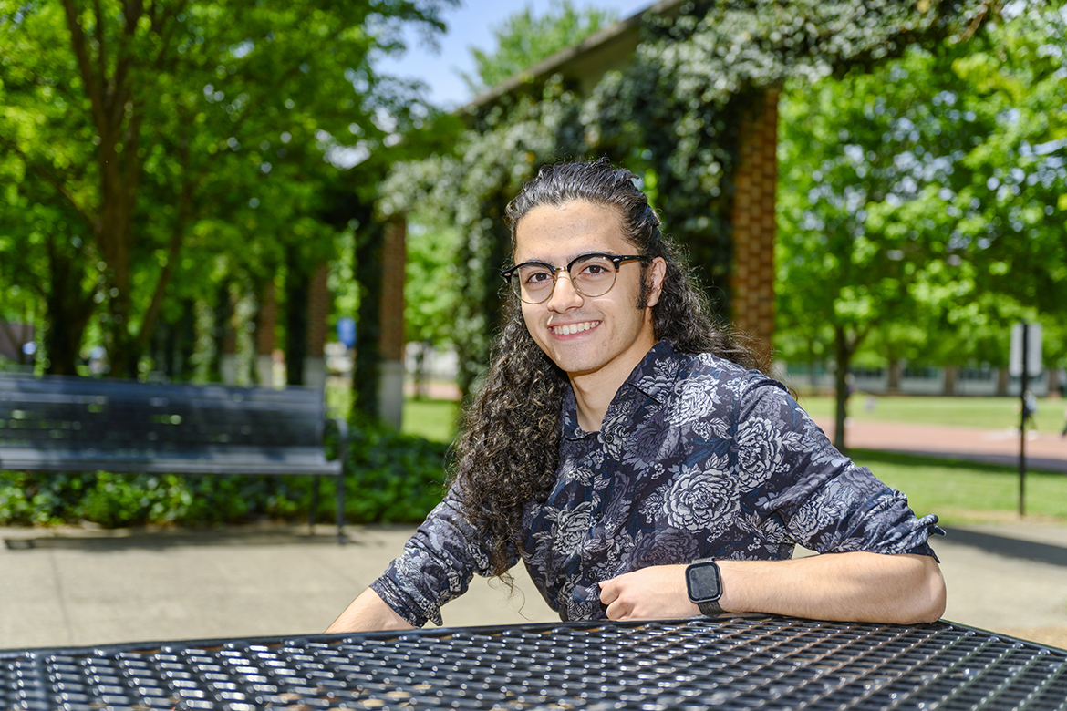 MTSU student Yaseen Ginnab of Nashville, Tenn., takes a break from MTSU spring semester classes. This year, the young researcher has received the Barry M. Goldwater Scholarship and is in Nova Scotia for three months as part of a Fulbright Canada program. (MTSU photo by J. Intintoli)