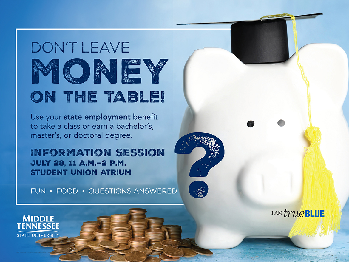 Don't leave money on the table graphic for information session