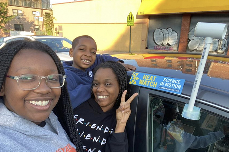 As part of the National Oceanic and Atmospheric Administration’s community-led heat mapping campaign, Octavia Jones and her children, Taegan and Tristen, were among the many volunteers from the Bronx in New York who collected heat data in their community using the attached heat sensor on the car. This data was used to create maps of the hottest parts of the community so that actions could be taken to cool these areas of extreme heat. Middle Tennessee State University faculty partnered with the Nashville’s mayor office to map the heat in Nashville and are looking for “community scientist” volunteers to help collect data this August. (Photo courtesy of Octavia Jones)