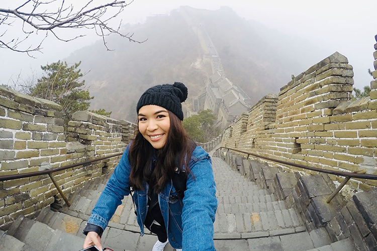 Darrika Morklithavong, Middle Tennessee State University graduate student, pauses for a photo on the Great Wall of China near Beijing, China, in February 2018. Morklithavong landed a Fulbright Scholar award and will work as an English teaching assistant in Laos this fall. (Photo courtesy of Darrika Morklithavong)
