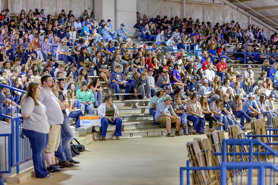 Hundreds of high school students from across the state attended the recent MTSU School of Agriculture’s fifth annual Raider Roundup in the Tennessee Livestock Center and other campus facilities. The event, sponsored by MT Engage and hosted by the MTSU Collegiate FFA, is a way for the students to meet MTSU students and faculty and also show their knowledge in more than 20 agriculture-related activities. (MTSU photo by J. Intintoli)