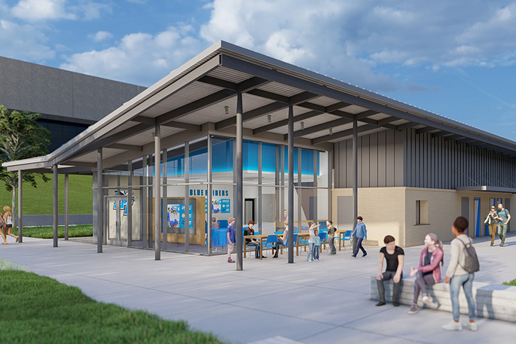 This artist rendering shows the shows the exterior of part of the new MTSU Outdoor Tennis Complex. (Courtesy of MTSU Athletics)