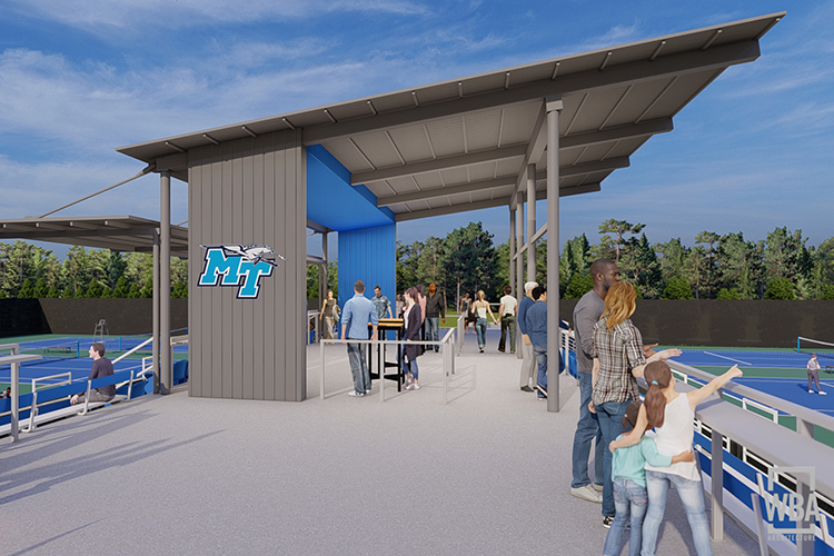 This artist rendering shows the spectator's area in the new MTSU Outdoor Tennis Complex. (Courtesy of MTSU Athletics)
