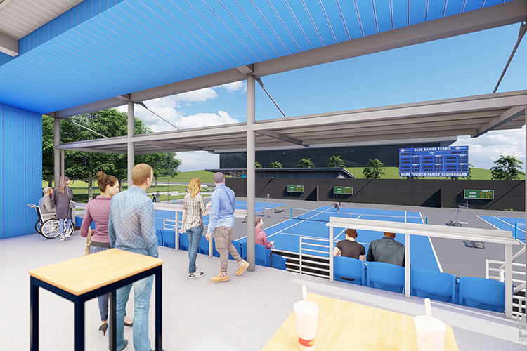 This artist rendering shows the spectator's perspective in the new MTSU Outdoor Tennis Complex. (Courtesy of MTSU Athletics)
