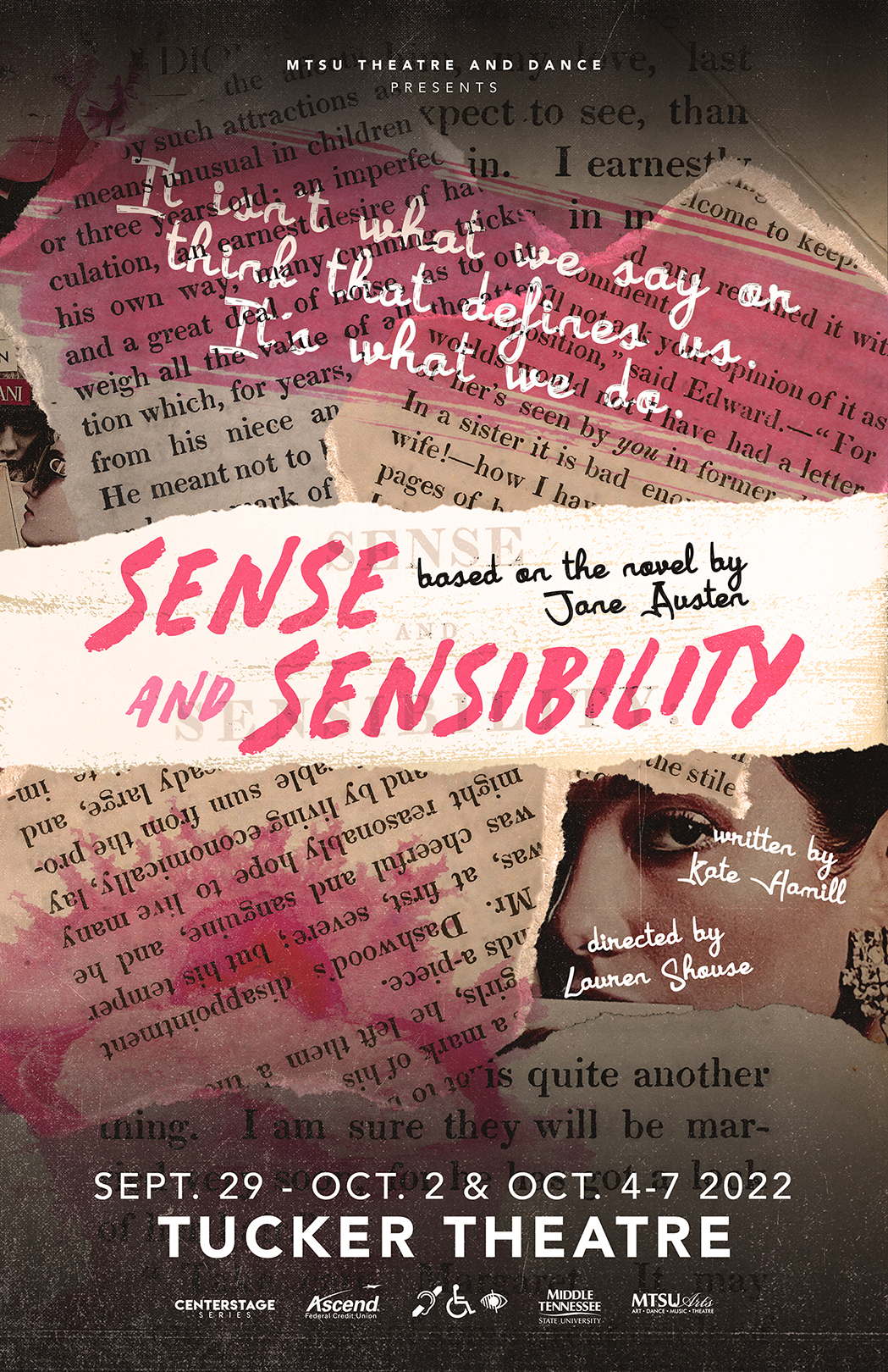 MTSU Theatre promotional poster for Sept. 29-Oct. 2 and Oct. 4-7 production of "Sense and Sensibility."