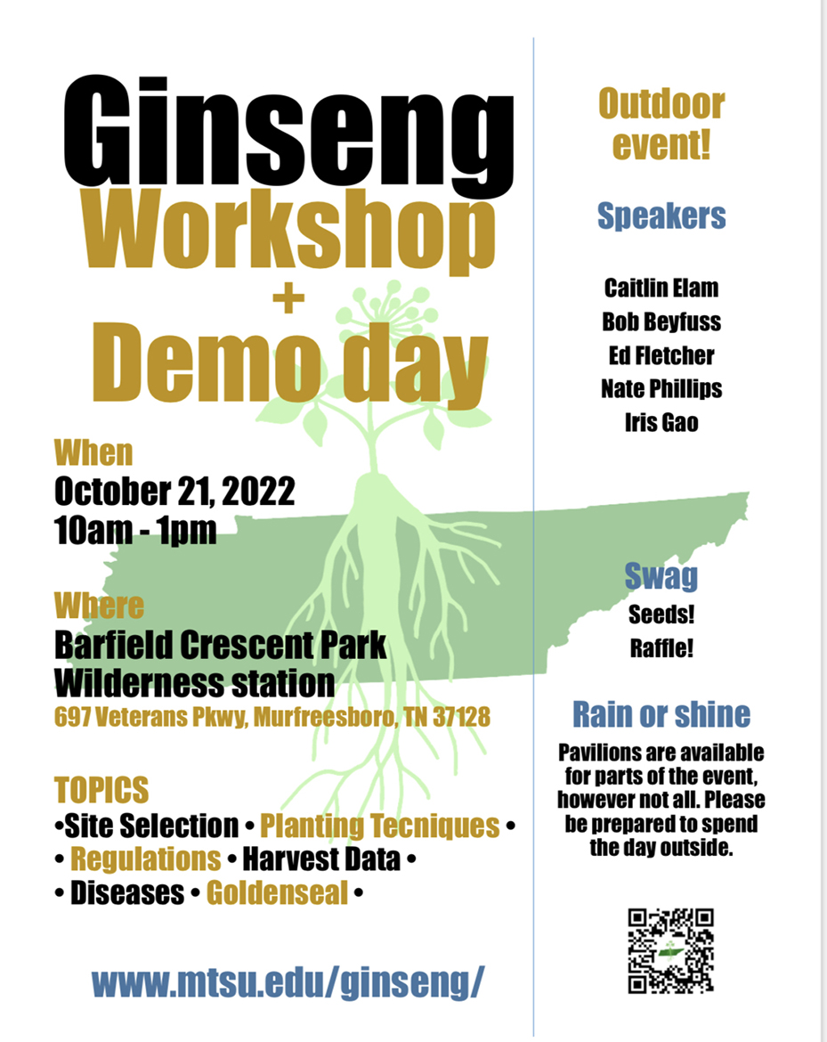 International Ginseng Institute fall 2022 workshop and demo day graphic/flyer