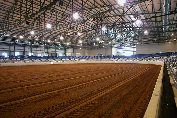 This undated photo shows stadium seating and dirt arena floor inside MTSU's Tennessee Miller Coliseum off Thompson Lane in Murfreesboro, Tenn. (Photo courtesy of Tennessee Miller Coliseum)