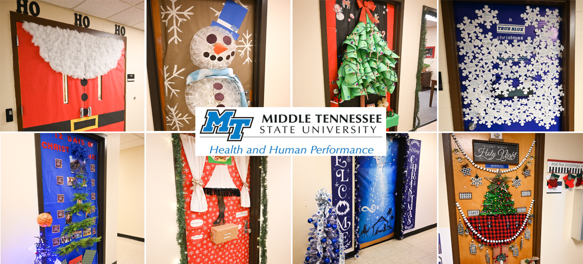 MTSU Health and Human Performance staff usher in holiday door decor competition