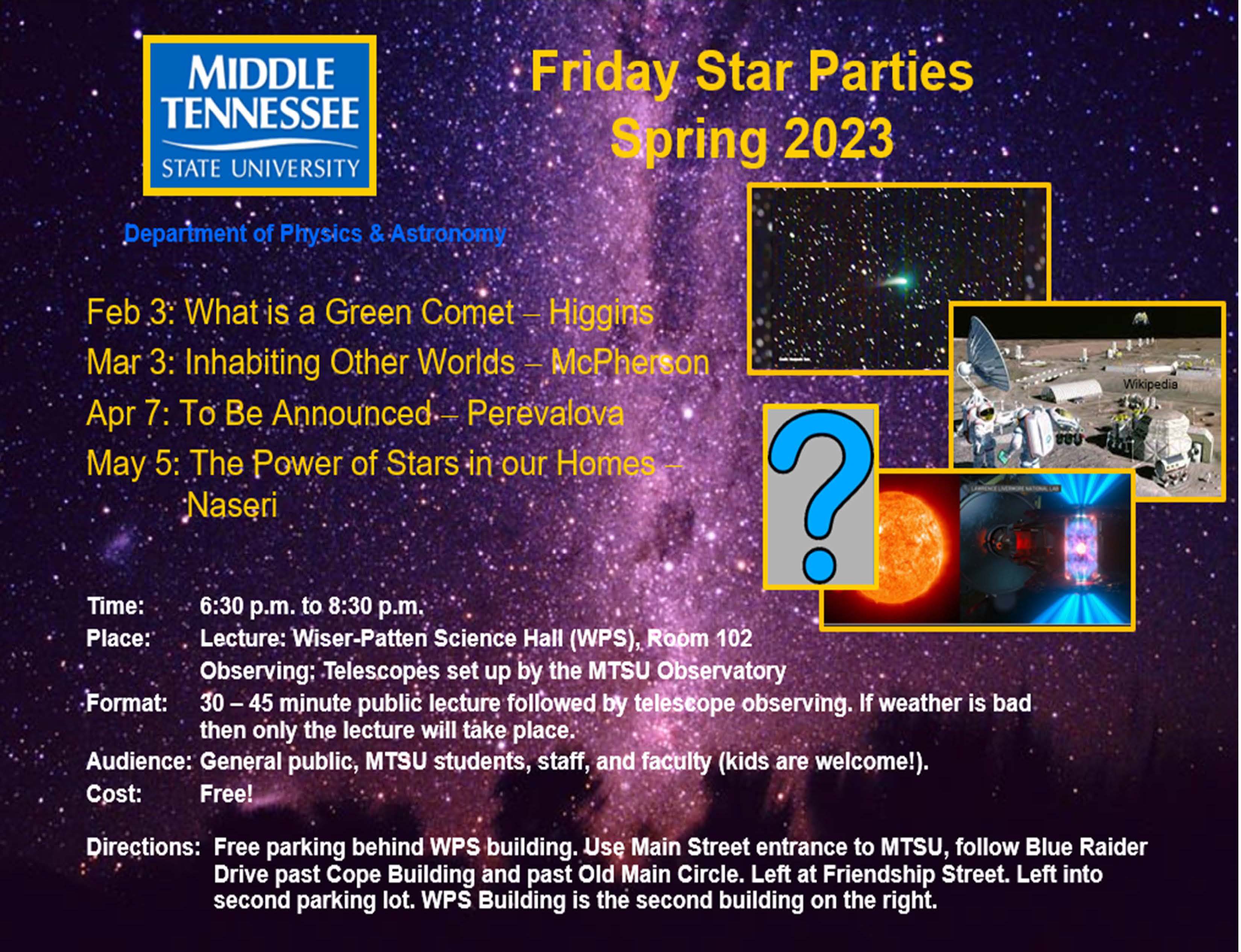 Spring 2023 Friday Star Party graphic