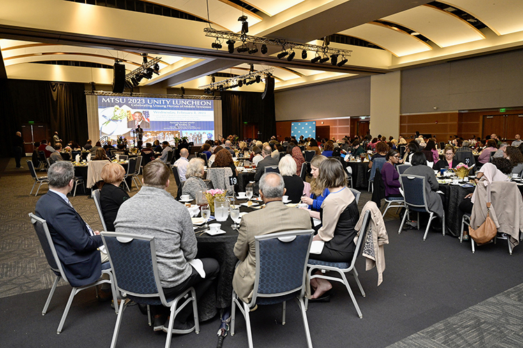 A capacity crowd attends the 27th annual Unity Luncheon held Wednesday, Feb. 8, at the Student Union Building. (MTSU photo by Andy Heidt)